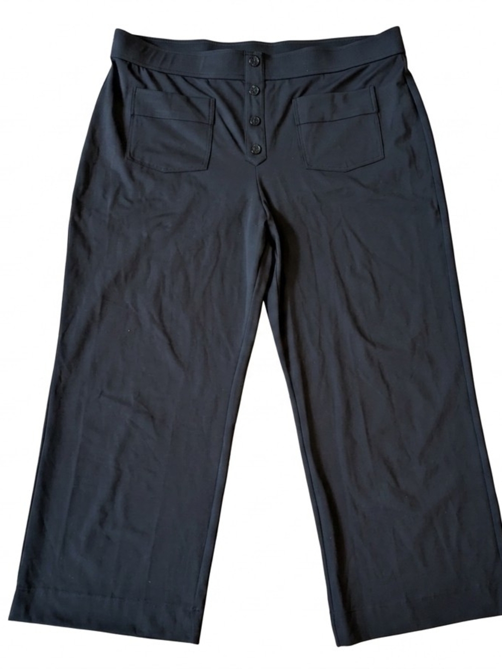 Halara Pants 3X Black High Waisted Wide Leg Faux Button Fly Stretch Pockets Plus